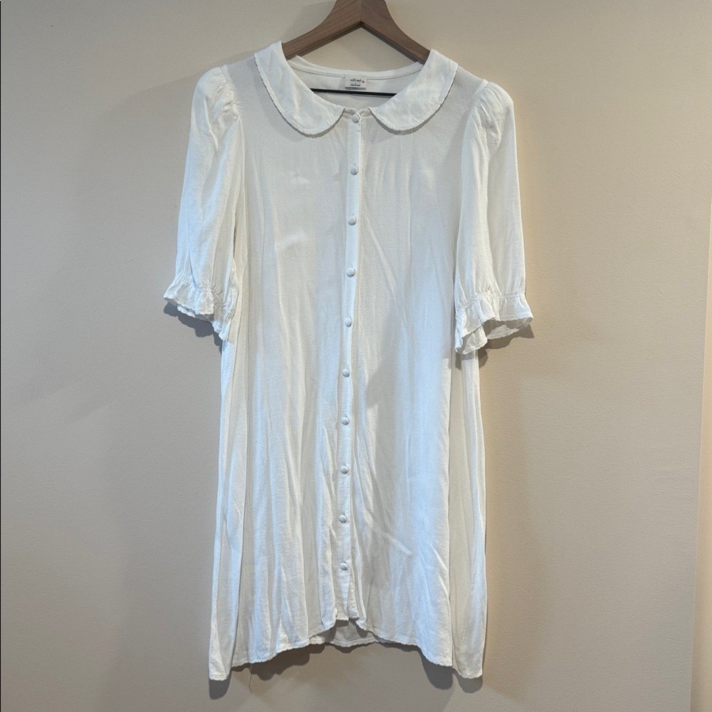Wilfred White Mini Button-Front Dress with Peter Pan Collar